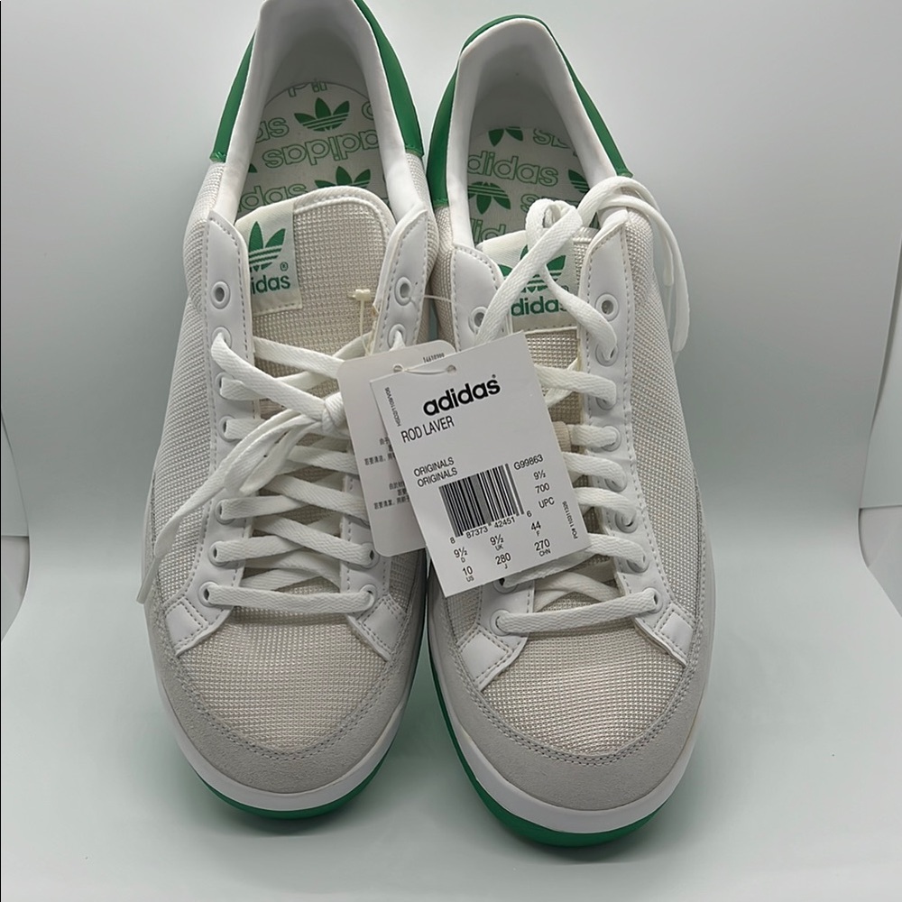 Adidas White and Green Court Sneakers Rod Laver - New